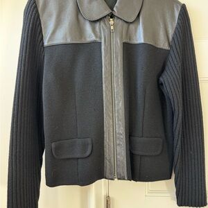 Black and Gray Jacket with Ribbed Sleeves